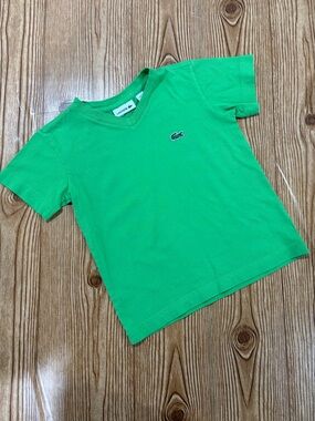 2/$20 Lacoste Kids Green V-Neck Cotton Short Sleeve Tee T-Shirt